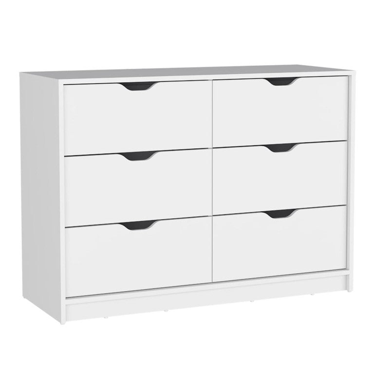 HomeRoots 42 Inch Wide White Four Drawer Wooden Dresser for Bedroom Organization and Storage 518179