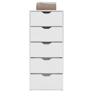 Homeroots 18" White Manufactured Wood Five Drawer Tall And Narrow Dresser  Manufactured Wood 518180