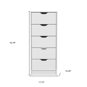 HomeRoots 18" Space-Saving Five Drawer Dresser with Modern Metal Handles for Stylish Bedroom Storage Solutions White 518180
