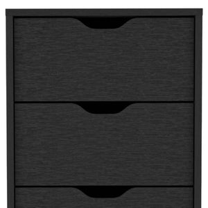 HomeRoots 18" Space-Saving Five Drawer Dresser with Modern Metal Handles for Stylish Bedroom Storage Solutions Black 518181
