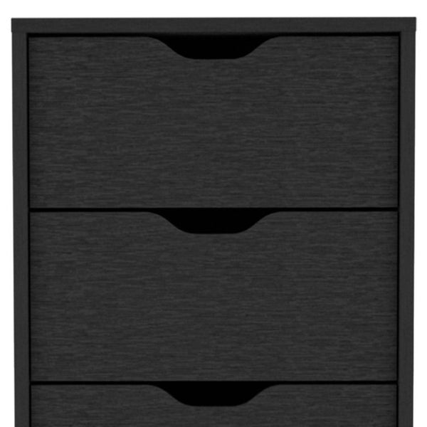 HomeRoots 18" Space-Saving Five Drawer Dresser with Modern Metal Handles for Stylish Bedroom Storage Solutions Black 518181