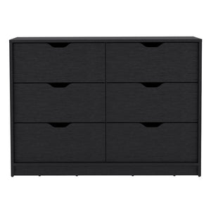 HomeRoots 31 Inch Black Wooden Dresser with Four Drawers and Twin Cabinet Doors for Bedroom 518182