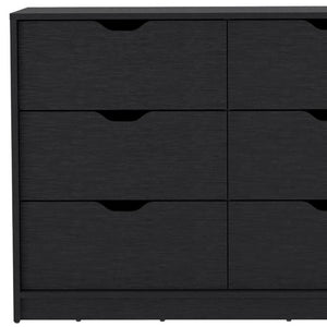 31 Inch Black Wooden Dresser with Four Drawers and Twin Cabinet Doors for Bedroom