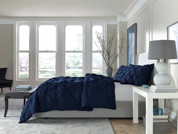HomeRoots Navy King Hypoallergenic Microfiber Comforter - All-Season Plush Bedding for Cozy Sleep & Easy Care 518187