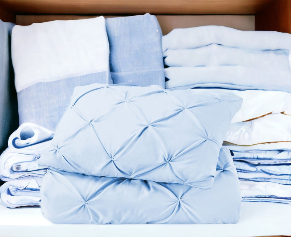 HomeRoots Blue King Microfiber Comforter – Hypoallergenic, All-Season, Washable, Soft & Cozy for Allergy-Free Sleep 518188