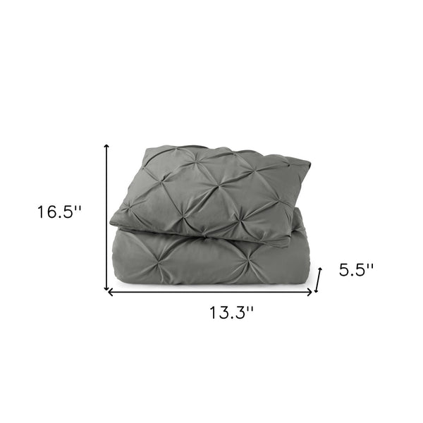 HomeRoots Gray Queen Microfiber Comforter - Hypoallergenic Down Alternative, All-Season Softness & Easy Care 518190