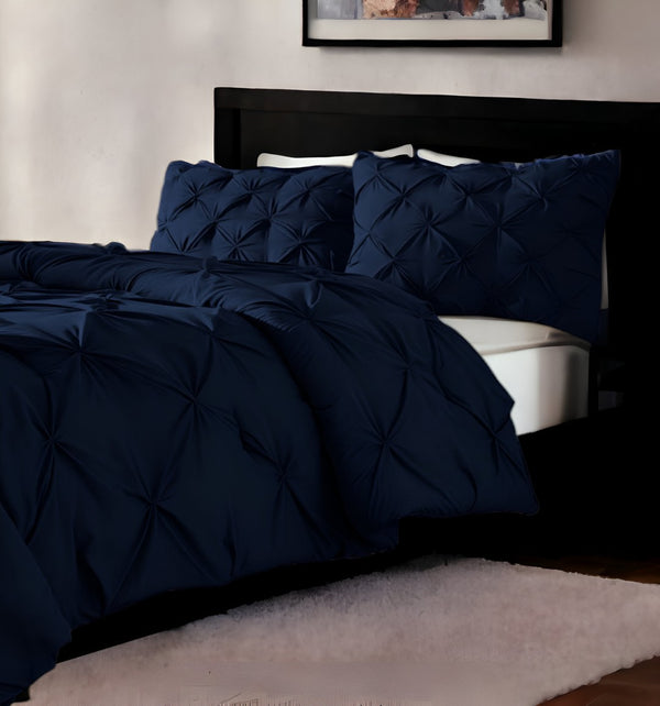 HomeRoots Navy Queen Comforter - Hypoallergenic Microfiber, Washable Down Alternative for Year-Round Comfort 518191