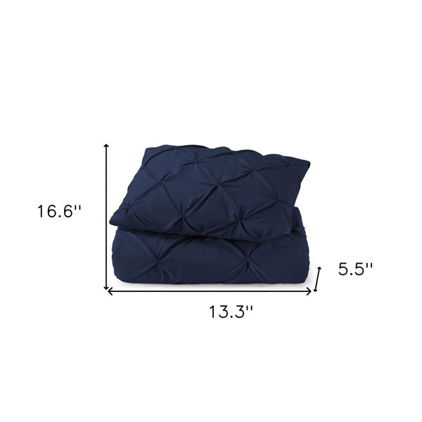HomeRoots Navy Queen Comforter - Hypoallergenic Microfiber, Washable Down Alternative for Year-Round Comfort 518191