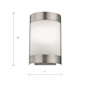 Thomas Lighting Zenith Frosted Glass Wall Sconce Dimmable Indoor Fixture for Hallway or Bedroom Nickel 7 W x 4 D x 10 H 5181WS/20