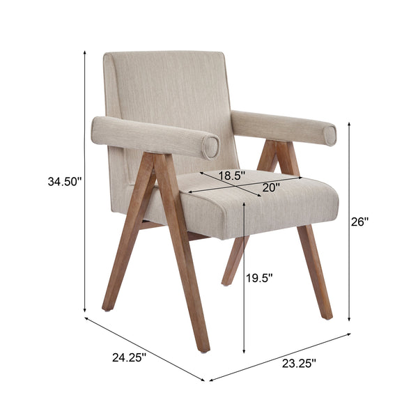 English Elm Christopher Knight Home® - Poppy Fabric Upholstered Dining Armchair with Plush Cushioning and Durable Rubberwood Legs for Style Beige,Natural 30 L x 27 W x 23 H N776P202652I