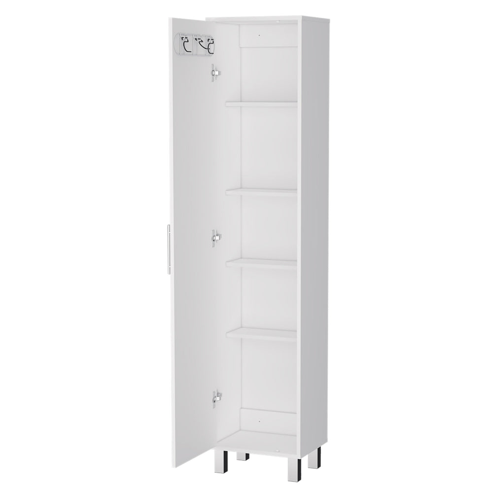 Homeroots 16" Silver And White Accent Cabinet With Five Shelves  Mdf 518206