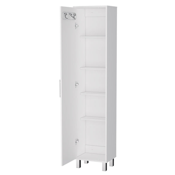 Homeroots 16" Silver And White Accent Cabinet With Five Shelves  Mdf 518206