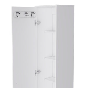 Homeroots 16" Silver And White Accent Cabinet With Five Shelves  Mdf 518206