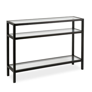 Homeroots 42" Clear And Black Glass Console Table With Shelves   518210