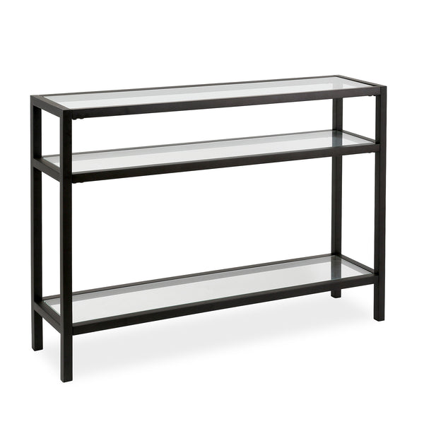 Homeroots 42" Clear And Black Glass Console Table With Shelves   518210