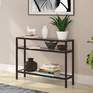Homeroots 42" Clear And Black Glass Console Table With Shelves   518210