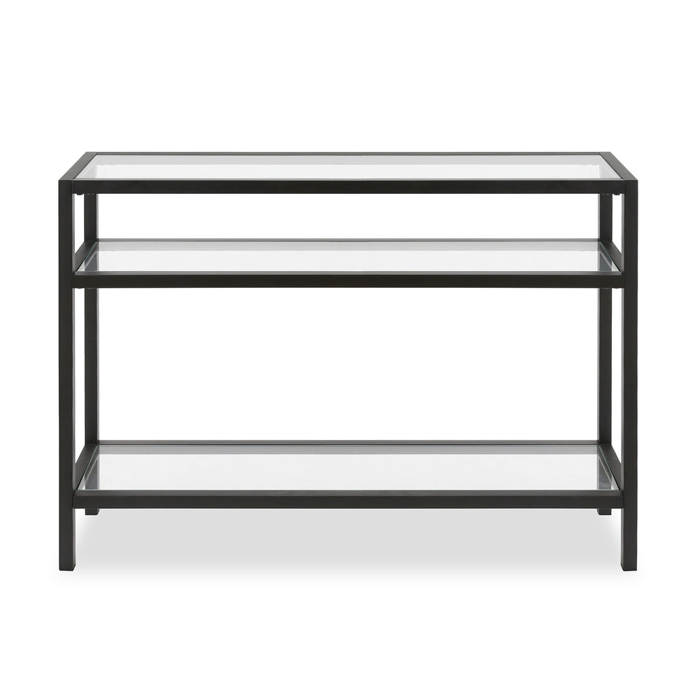 Homeroots 42" Clear And Black Glass Console Table With Shelves   518210