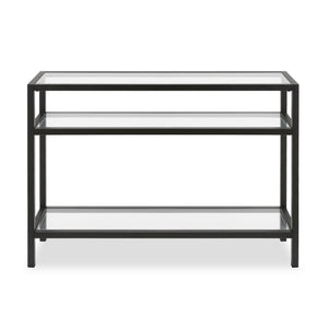 Homeroots 42" Clear And Black Glass Console Table With Shelves   518210