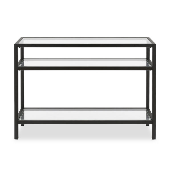 Homeroots 42" Clear And Black Glass Console Table With Shelves   518210