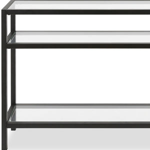 Homeroots 42" Clear And Black Glass Console Table With Shelves   518210