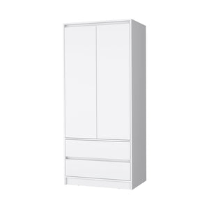HomeRoots 32" Modern White Accent Cabinet with Soft-Close Doors, Multiple Shelves & Two Spacious Drawers 518211