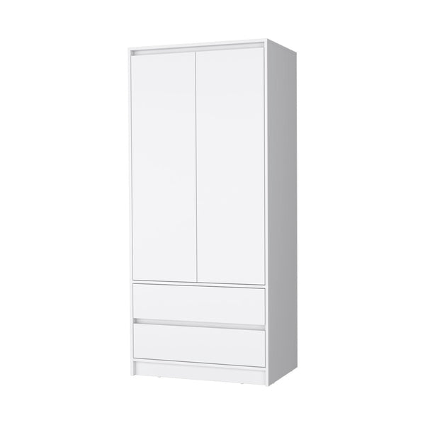 HomeRoots 32" Modern White Accent Cabinet with Soft-Close Doors, Multiple Shelves & Two Spacious Drawers 518211