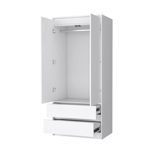 HomeRoots 32" Modern White Accent Cabinet with Soft-Close Doors, Multiple Shelves & Two Spacious Drawers 518211