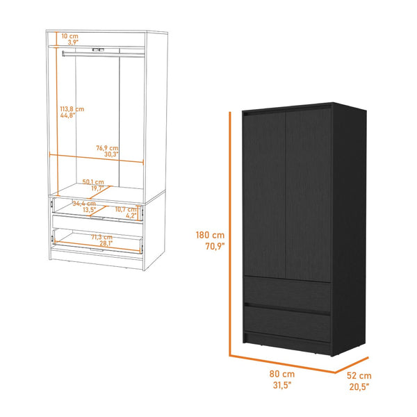 HomeRoots 32" Elegant Black Accent Cabinet with Soft-Close Doors, Adjustable Shelves & Smooth-Glide Drawers 518212