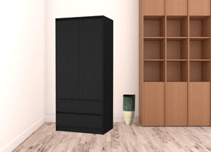 HomeRoots 32" Elegant Black Accent Cabinet with Soft-Close Doors, Adjustable Shelves & Smooth-Glide Drawers 518212