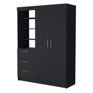 HomeRoots 59" Black Accent Cabinet with Soft Close Drawer, 3 Shelves & Stylish Storage Solution for Any Room 518213