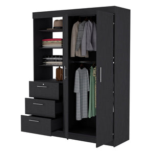 HomeRoots 59" Black Accent Cabinet with Soft Close Drawer, 3 Shelves & Stylish Storage Solution for Any Room 518213