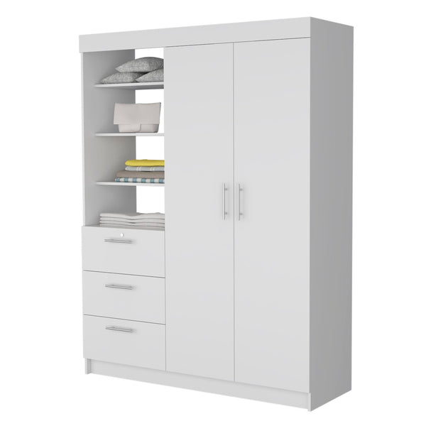 HomeRoots 59" Elegant White Accent Cabinet with Soft Close Features, Ample Storage, and Stylish Design 518214