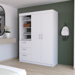 HomeRoots 59" Elegant White Accent Cabinet with Soft Close Features, Ample Storage, and Stylish Design 518214