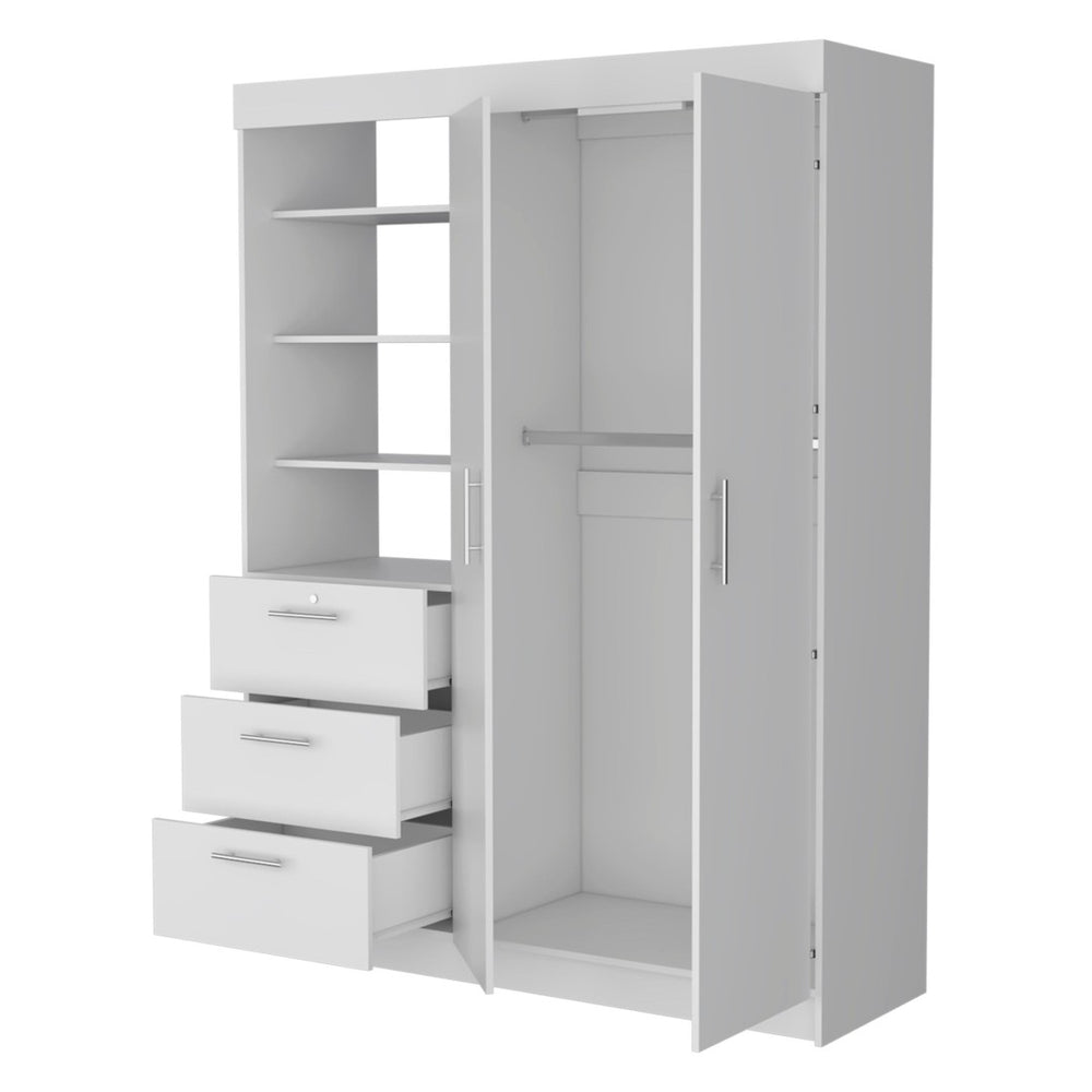 HomeRoots 59" Elegant White Accent Cabinet with Soft Close Features, Ample Storage, and Stylish Design 518214
