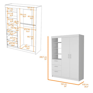 HomeRoots 59" Elegant White Accent Cabinet with Soft Close Features, Ample Storage, and Stylish Design 518214