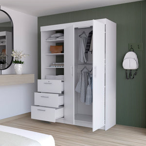 HomeRoots 59" Elegant White Accent Cabinet with Soft Close Features, Ample Storage, and Stylish Design 518214
