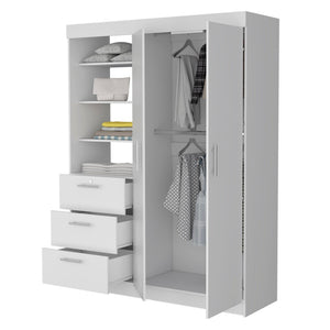 HomeRoots 59" Elegant White Accent Cabinet with Soft Close Features, Ample Storage, and Stylish Design 518214