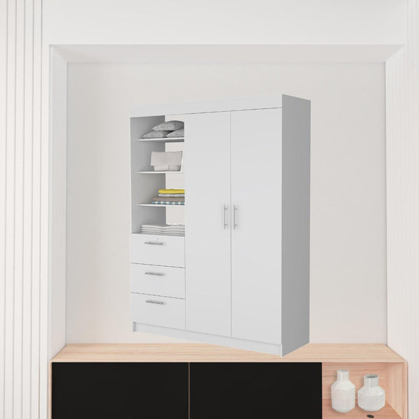 HomeRoots 59" Elegant White Accent Cabinet with Soft Close Features, Ample Storage, and Stylish Design 518214