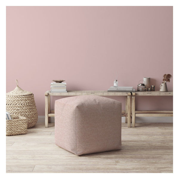 Homeroots 17" Pink Cotton Pouf Ottoman   518229