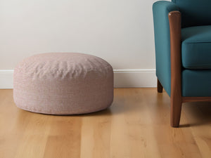 Homeroots 24" Pink Cotton Round Pouf Ottoman   518230