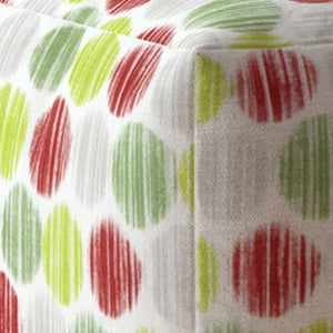 Homeroots 17" Green And White Cotton Polka Dots Pouf Ottoman   518237