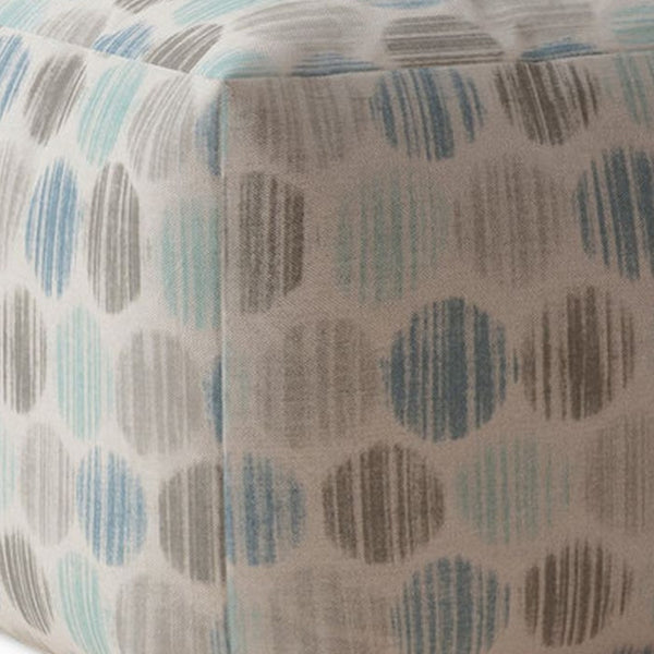 Homeroots 17" Blue Cotton Polka Dots Pouf Ottoman Ocean Aqua  518239