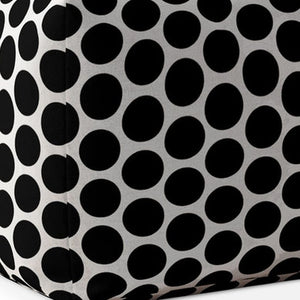 Homeroots 17" Black And White Cotton Polka Dots Pouf Ottoman Black  518243