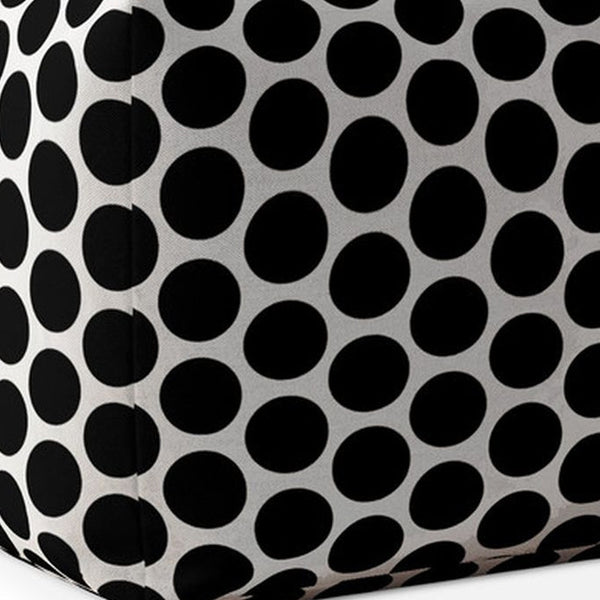 Homeroots 17" Black And White Cotton Polka Dots Pouf Ottoman Black  518243