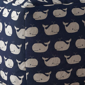 Homeroots 17" Blue And White Twill Animal Print Pouf Ottoman   518247