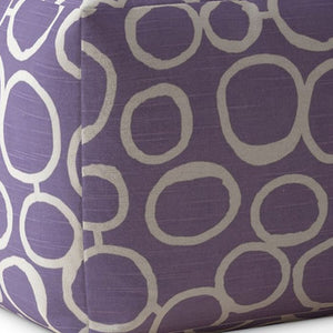 Homeroots 17" Purple And White Cotton Abstract Pouf Ottoman   518249