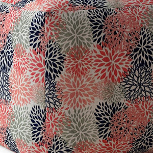 Homeroots 17" Coral Polyester Floral Pouf Ottoman   518251