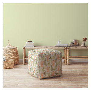 Homeroots 17" Orange Cotton Cactus Pouf Ottoman   518257