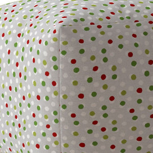 Homeroots 17" Green Cotton Polka Dots Pouf Ottoman Lime,Bright Red  518263