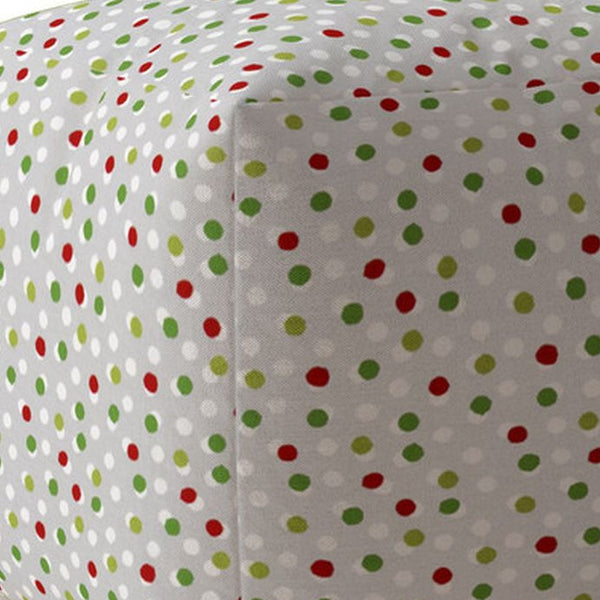 Homeroots 17" Green Cotton Polka Dots Pouf Ottoman Lime,Bright Red  518263